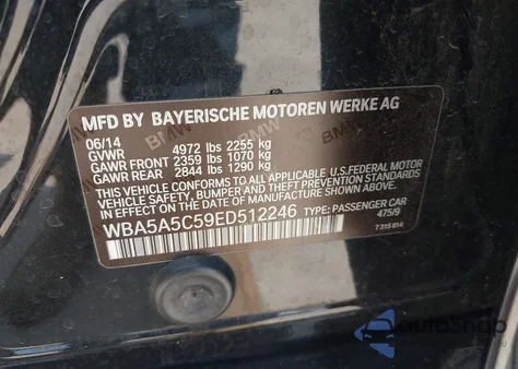 2014 BMW 528I I из США, поврежденный, VIN WBA5A5C59ED512246